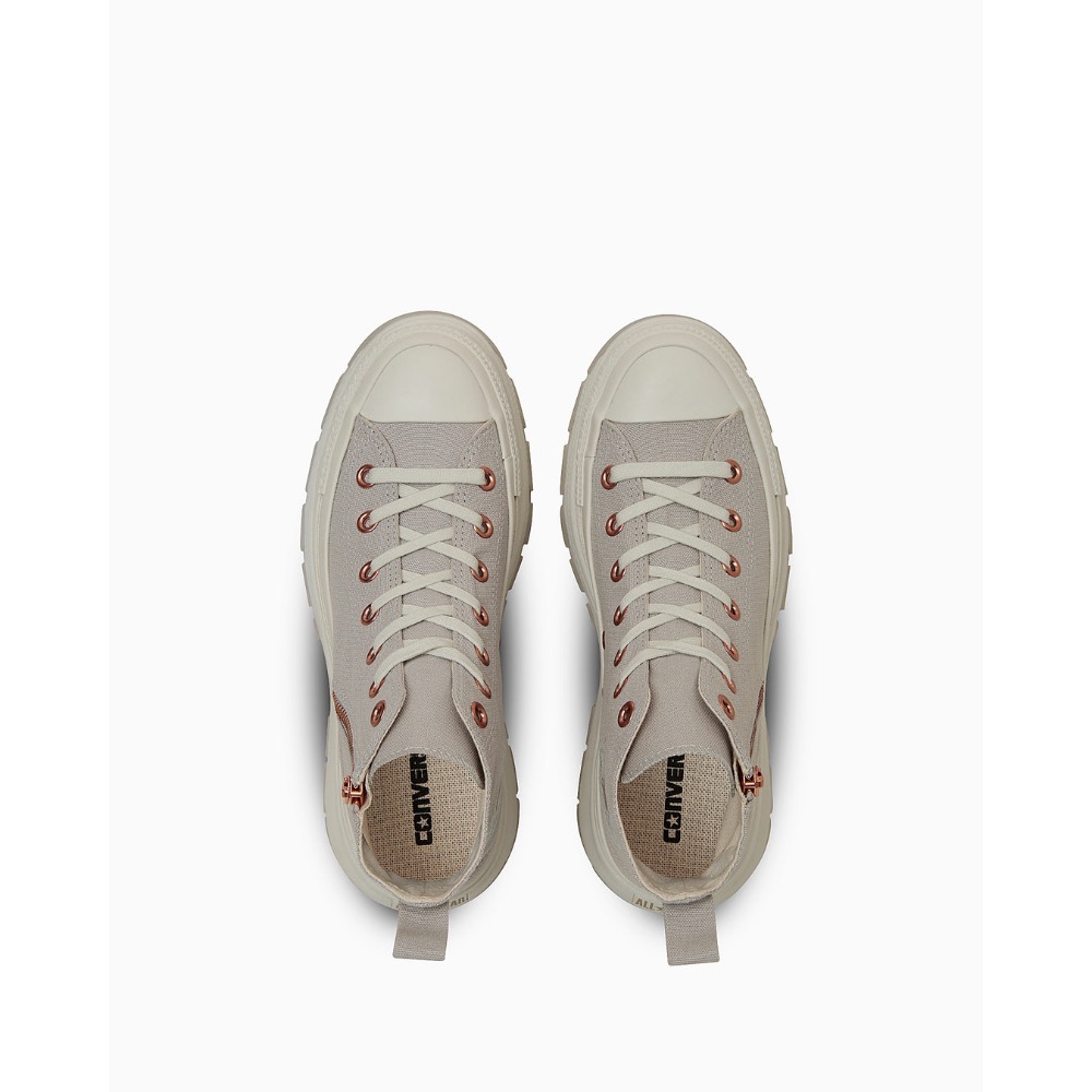 預購 日本限定CONVERSE ALL STAR TREKWAVE PG Z HI 高筒 側拉鍊 鋸齒厚底 灰調玫瑰金-細節圖4