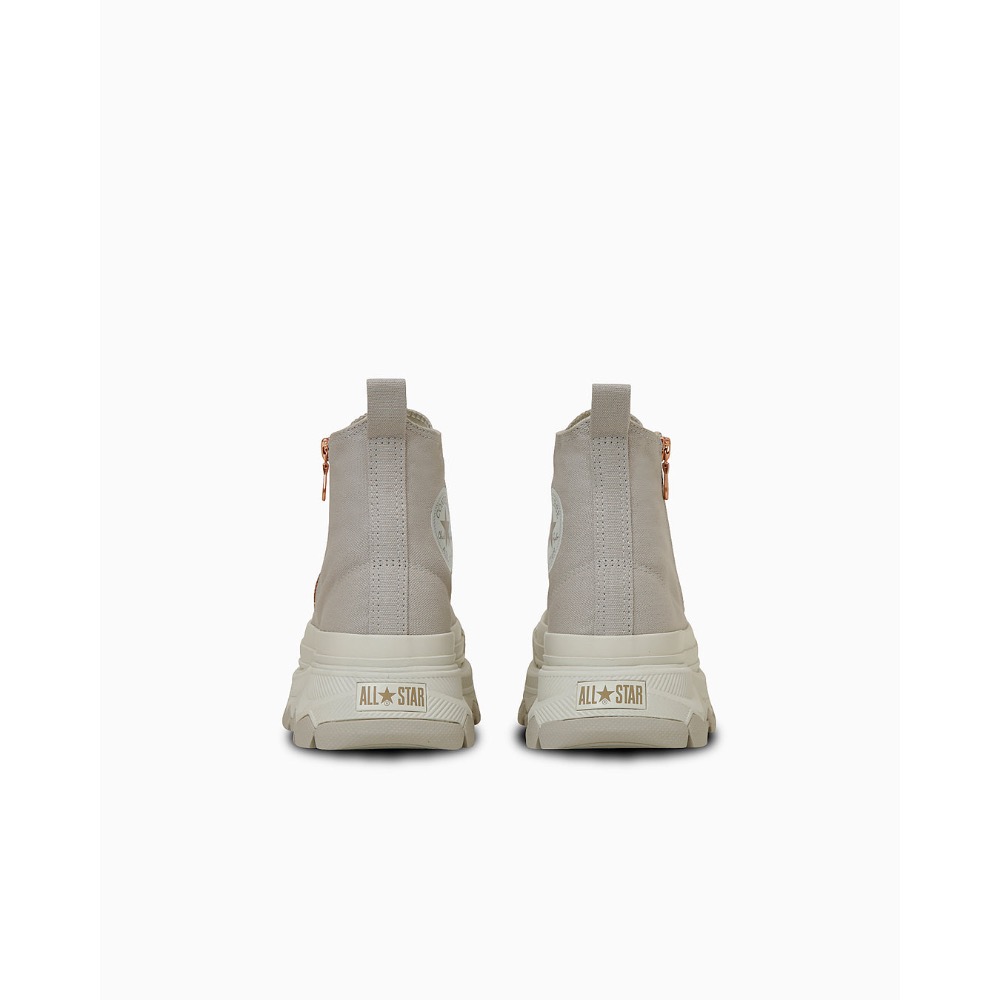 預購 日本限定CONVERSE ALL STAR TREKWAVE PG Z HI 高筒 側拉鍊 鋸齒厚底 灰調玫瑰金-細節圖5