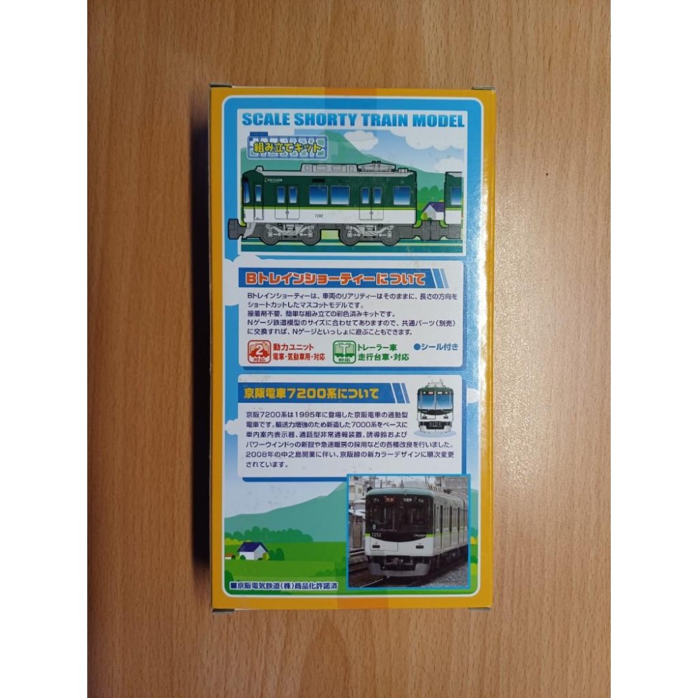絕版品 N規 BANDAI 鐵道 B train 京阪電車 7200系 新塗裝 先頭車+中間車 非KATO、TOMIX-細節圖2