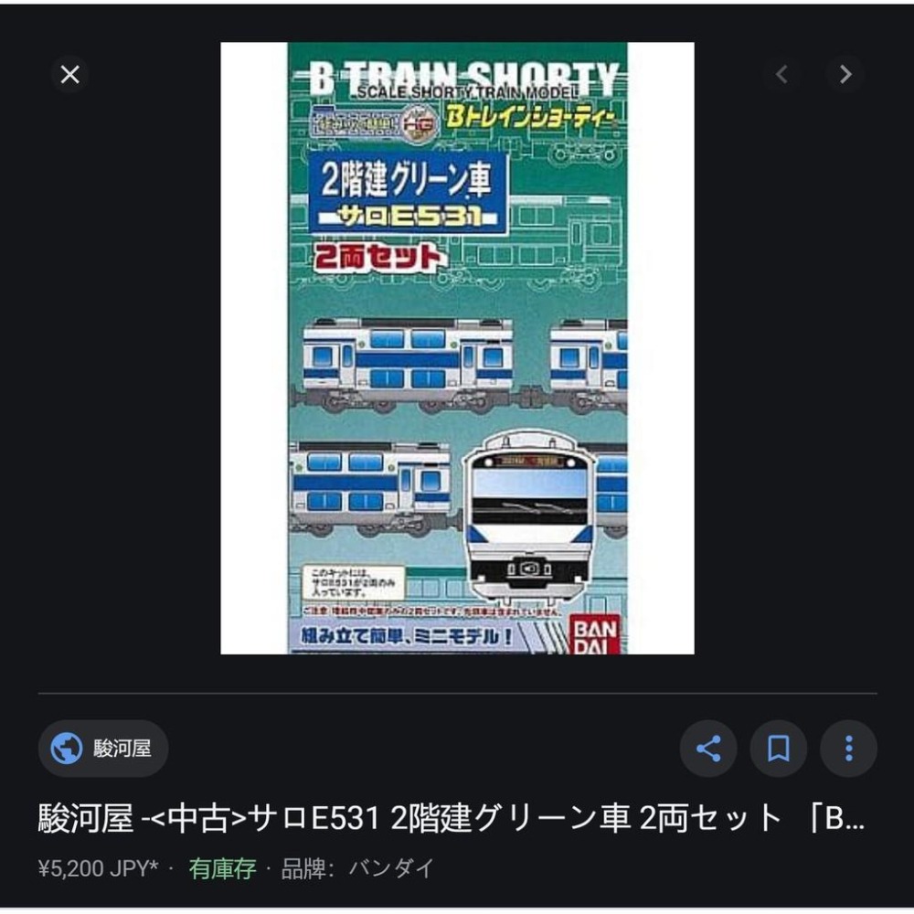 絕版品 N規 BANDAI 鐵道 B train JR 東日本 E531系 增節 雙層車廂 稀有品-細節圖2