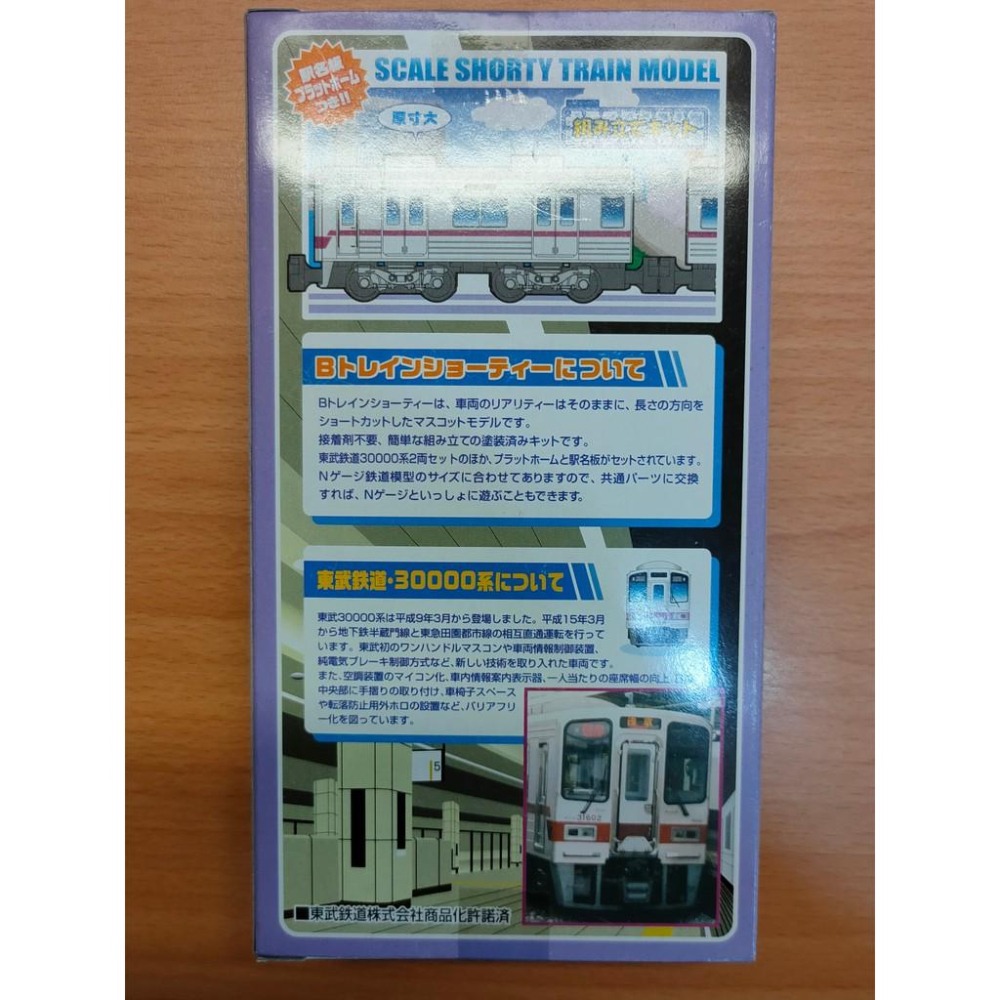 絕版品 N規 BANDAI 鐵道 B train 東武鐵道 30000系 稀有品-細節圖2