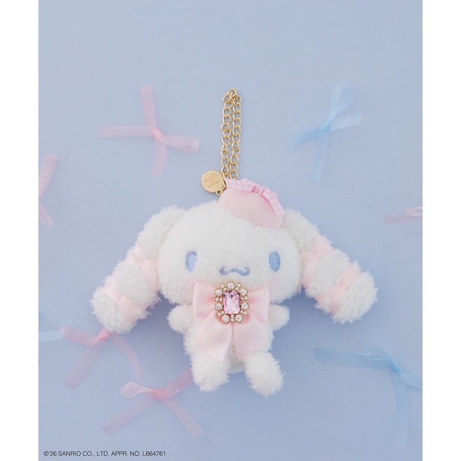 【現貨】✨ 三麗鷗xMaison de FLEUR 大耳狗寶石緞帶毛絨娃娃吊飾-規格圖1