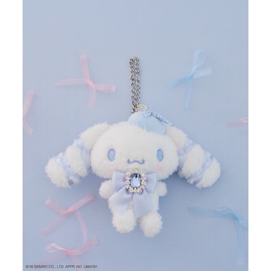 【現貨】✨ 三麗鷗xMaison de FLEUR 大耳狗寶石緞帶毛絨娃娃吊飾-規格圖1