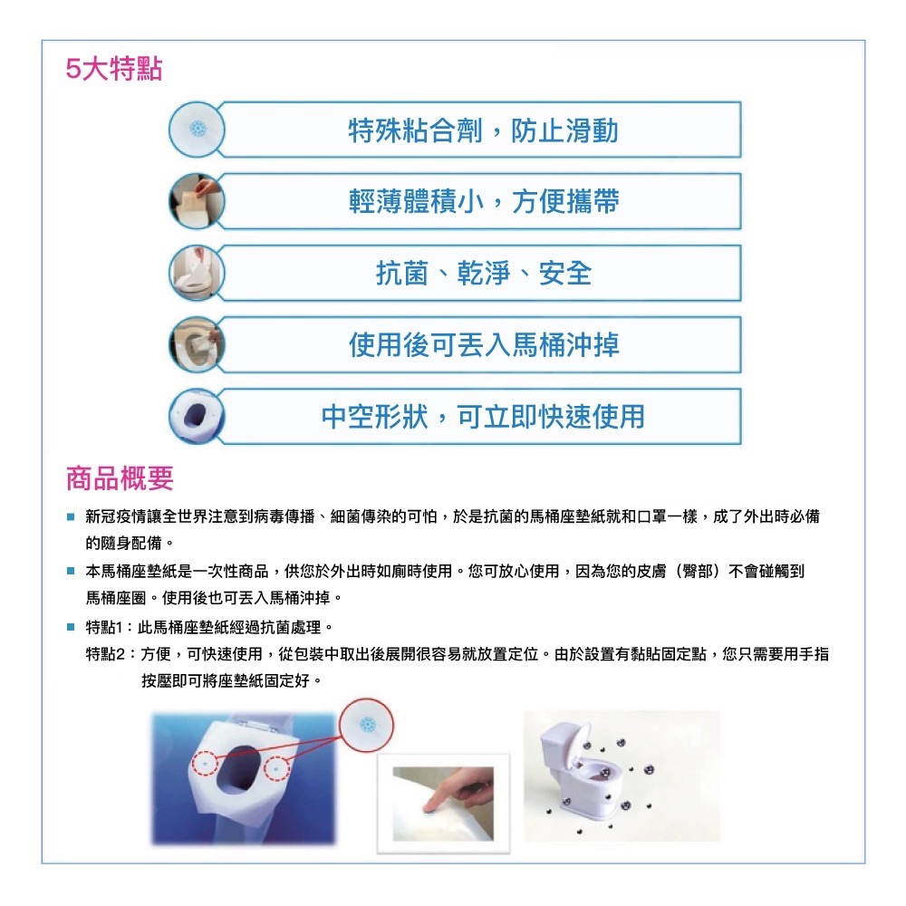 SUNROLL 隨身抗菌馬桶坐墊紙 50張/盒-細節圖4
