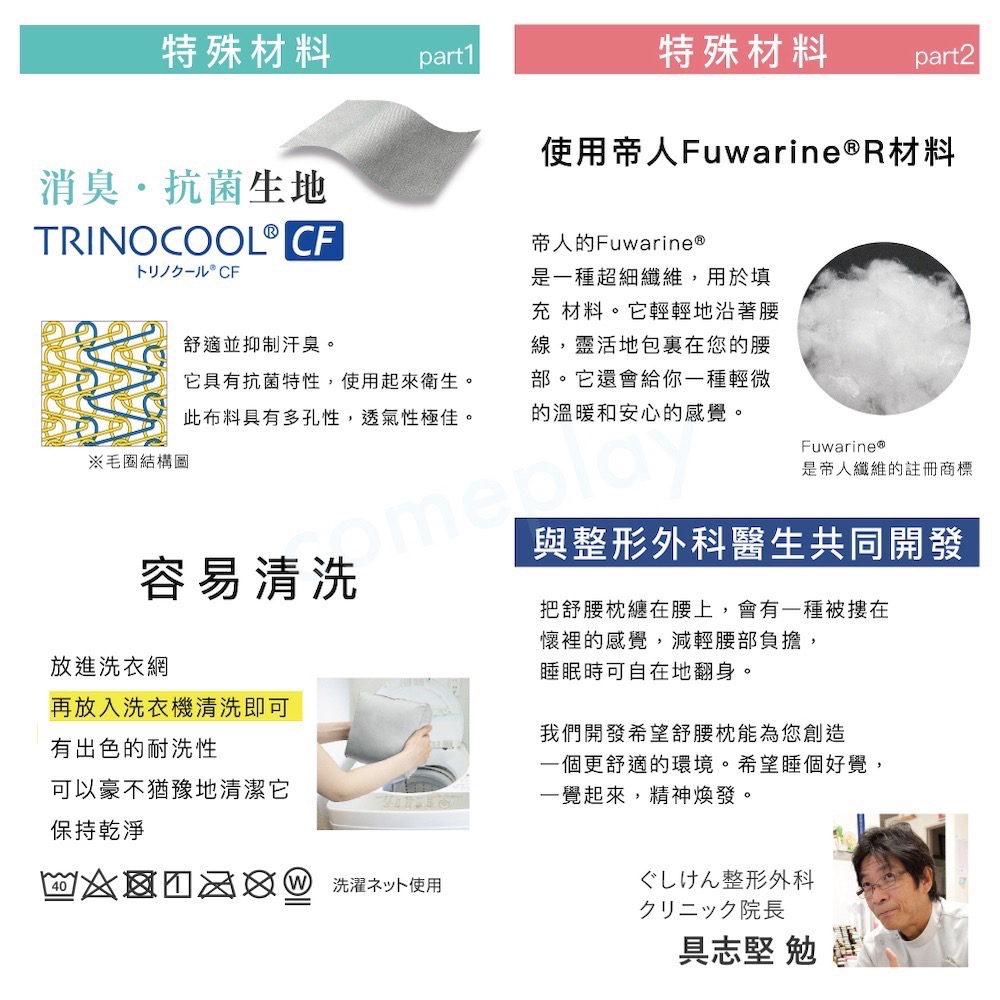 Alphax FULUWA 舒腰枕（futon 安心 好眠 腰痛對策 日本製）-細節圖11