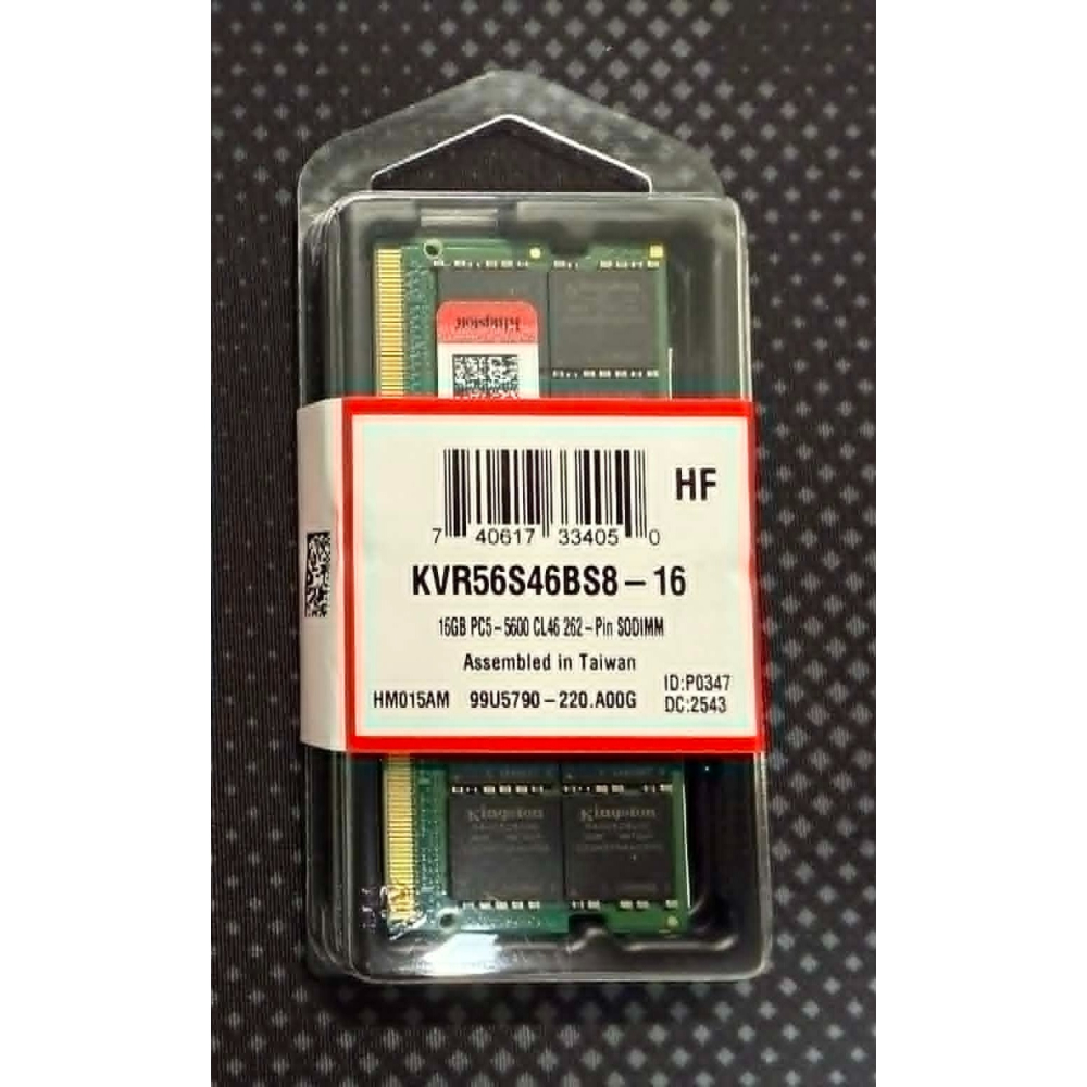 全新未拆封 Kingston 金士頓 DDR5 5600 16GB 筆記型記憶體 (KVR56S46BS8-16)-細節圖2