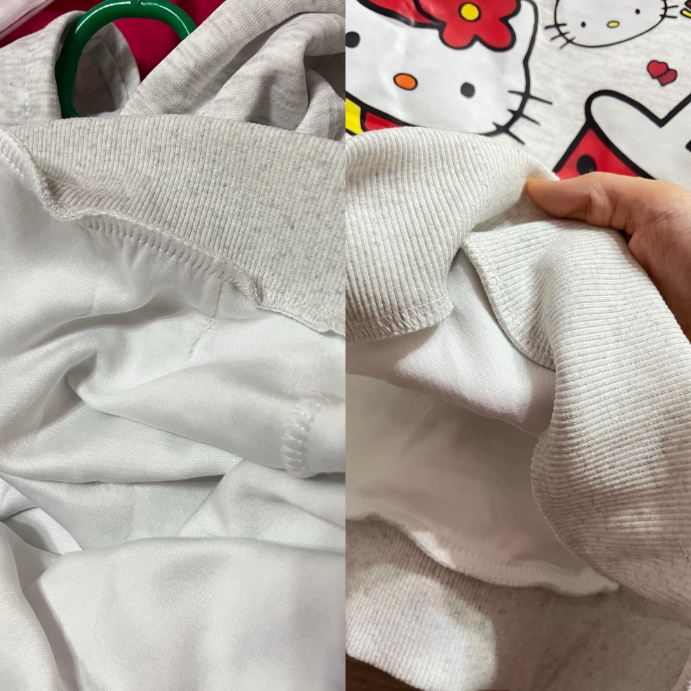 童裝連帽衞衣胸平量51cm白灰色雙面圖Hello Kitty卡通連帽長袖衛衣上衣帽t-細節圖3