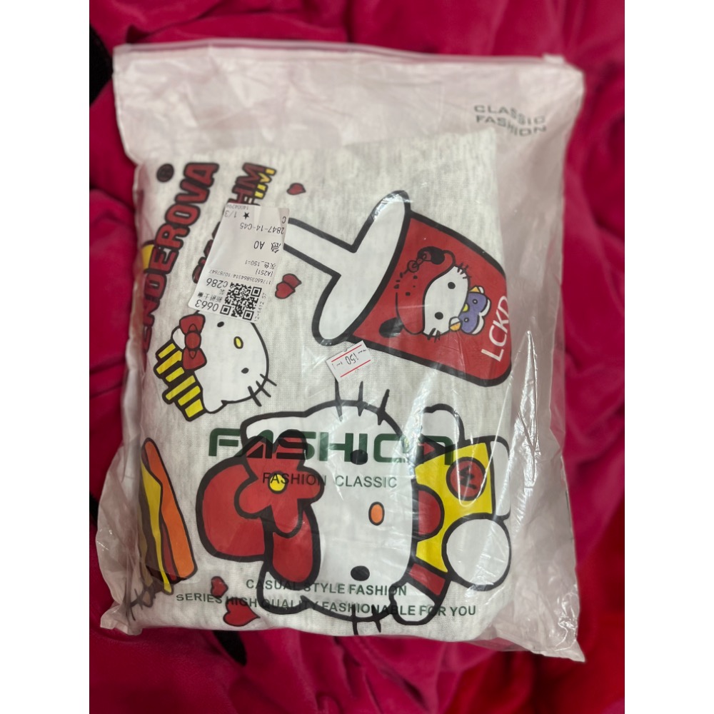 童裝連帽衞衣胸平量51cm白灰色雙面圖Hello Kitty卡通連帽長袖衛衣上衣帽t-細節圖4