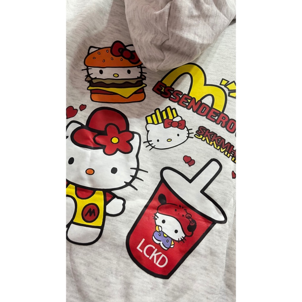 童裝連帽衞衣胸平量51cm白灰色雙面圖Hello Kitty卡通連帽長袖衛衣上衣帽t-細節圖6