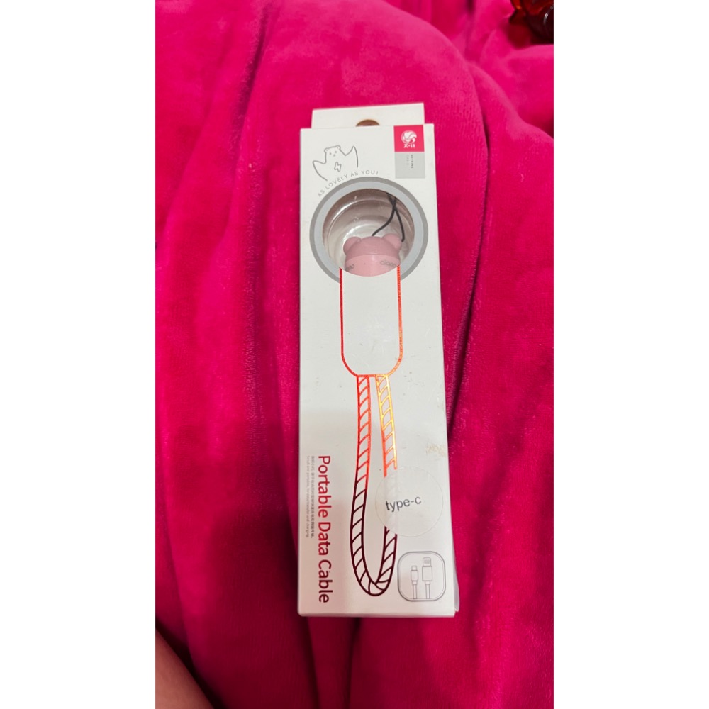 粉色小熊3A快充掛繩吊飾type-c充電線傳輸線數據線3a快充線-細節圖4