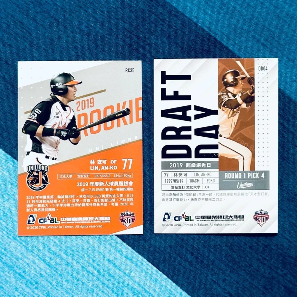 中華職棒》RC新人卡 選秀卡 林安可 林立 世界冠軍 12強 中華隊 統一獅 樂天桃猿 LAMIGO 球員卡-細節圖3