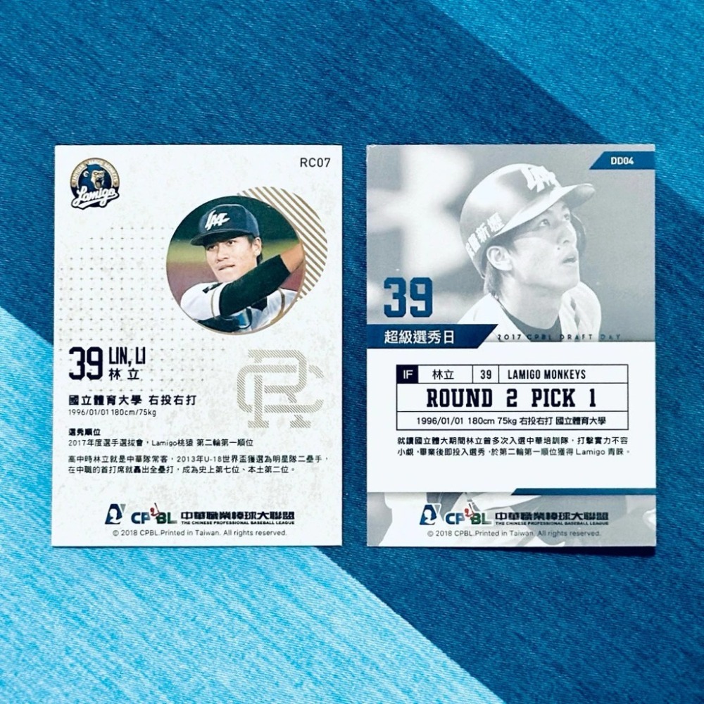 中華職棒》RC新人卡 選秀卡 林安可 林立 世界冠軍 12強 中華隊 統一獅 樂天桃猿 LAMIGO 球員卡-細節圖5