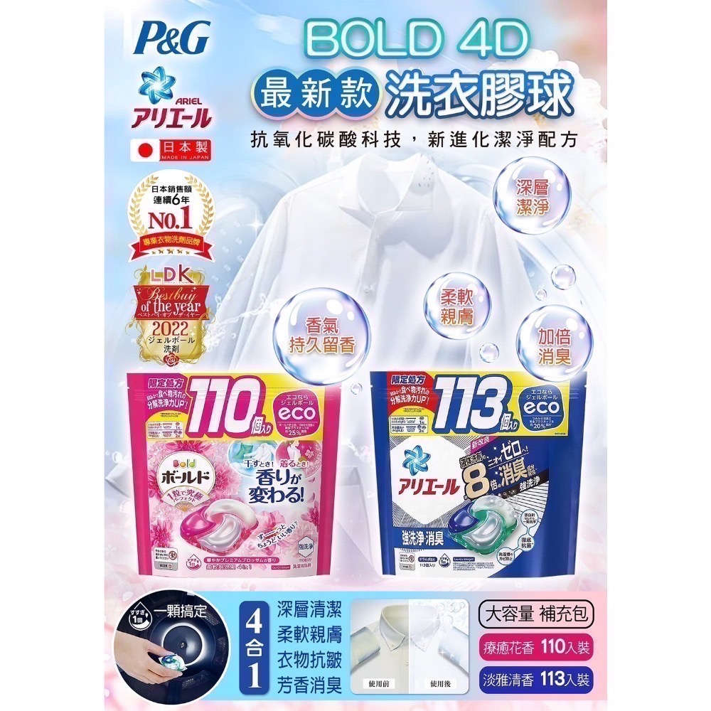 日本P&G 新4D碳酸機能洗衣膠球3.3倍大容量99顆日本境內版洗衣球70顆-細節圖10