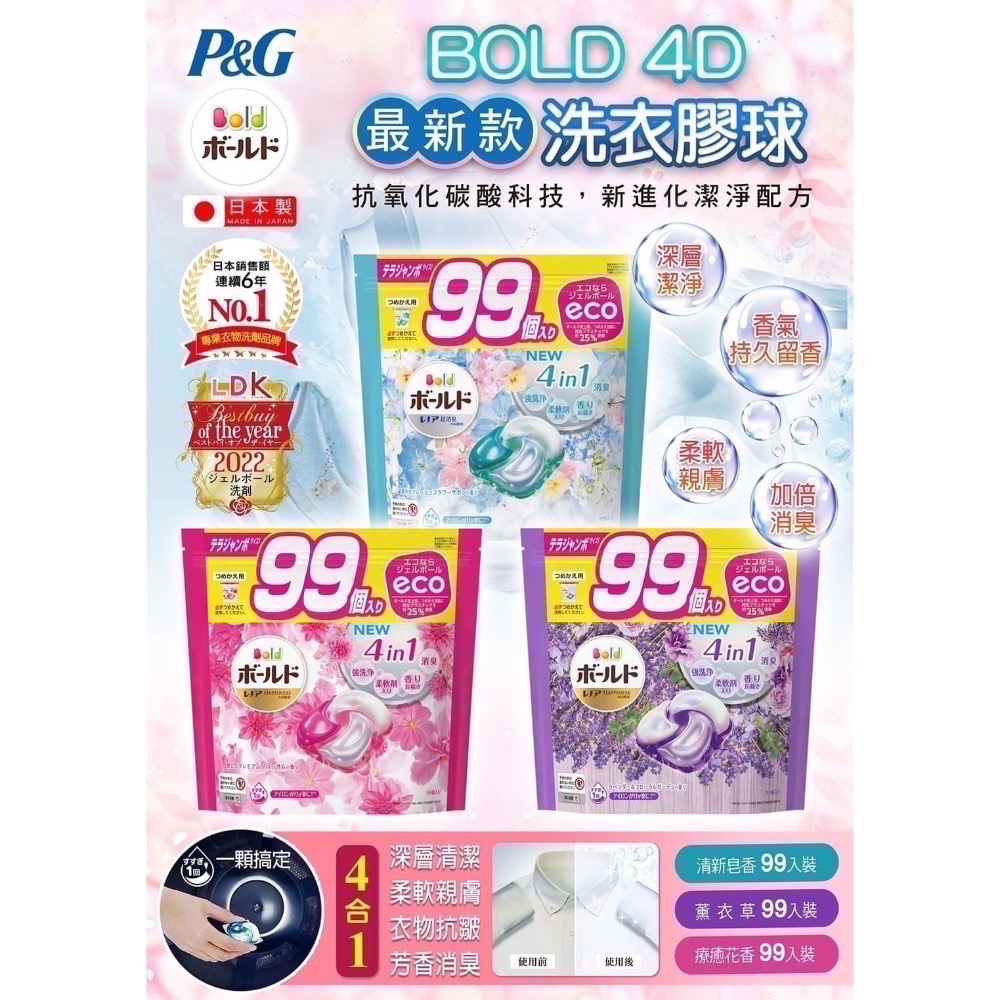 日本P&G 新4D碳酸機能洗衣膠球3.3倍大容量99顆日本境內版洗衣球70顆-細節圖8