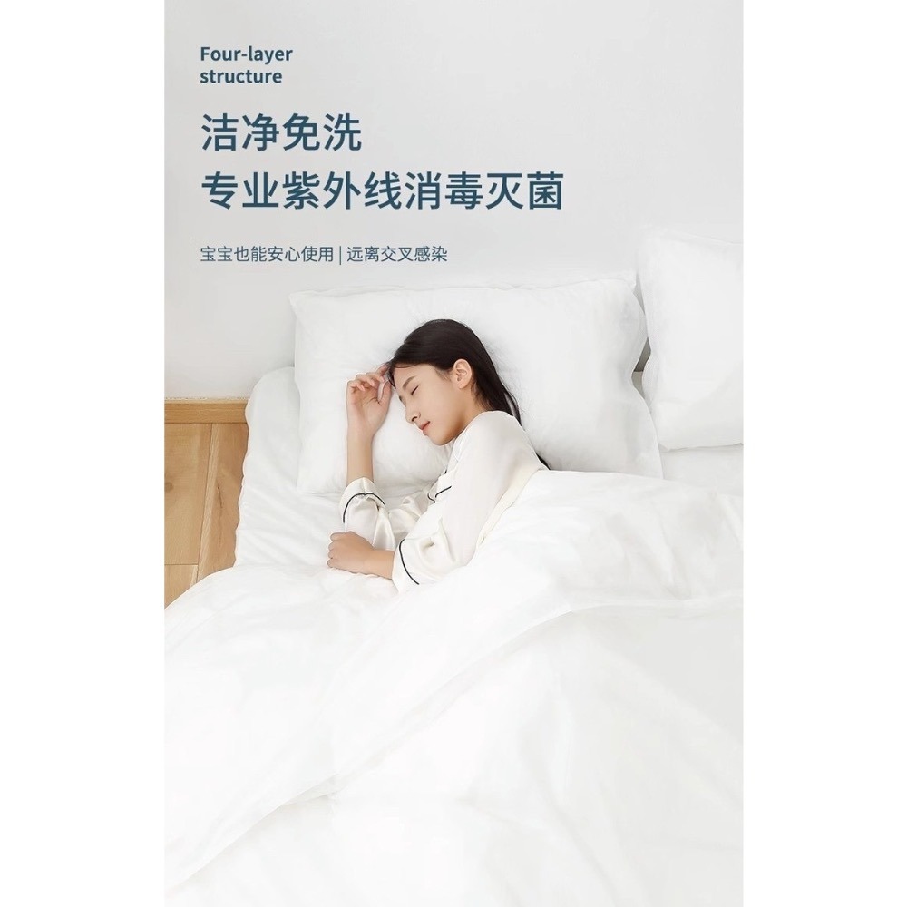 健康旅行 雙人加大 一次性 床單被套枕套4件組 單人一次性保潔墊四件組-細節圖4