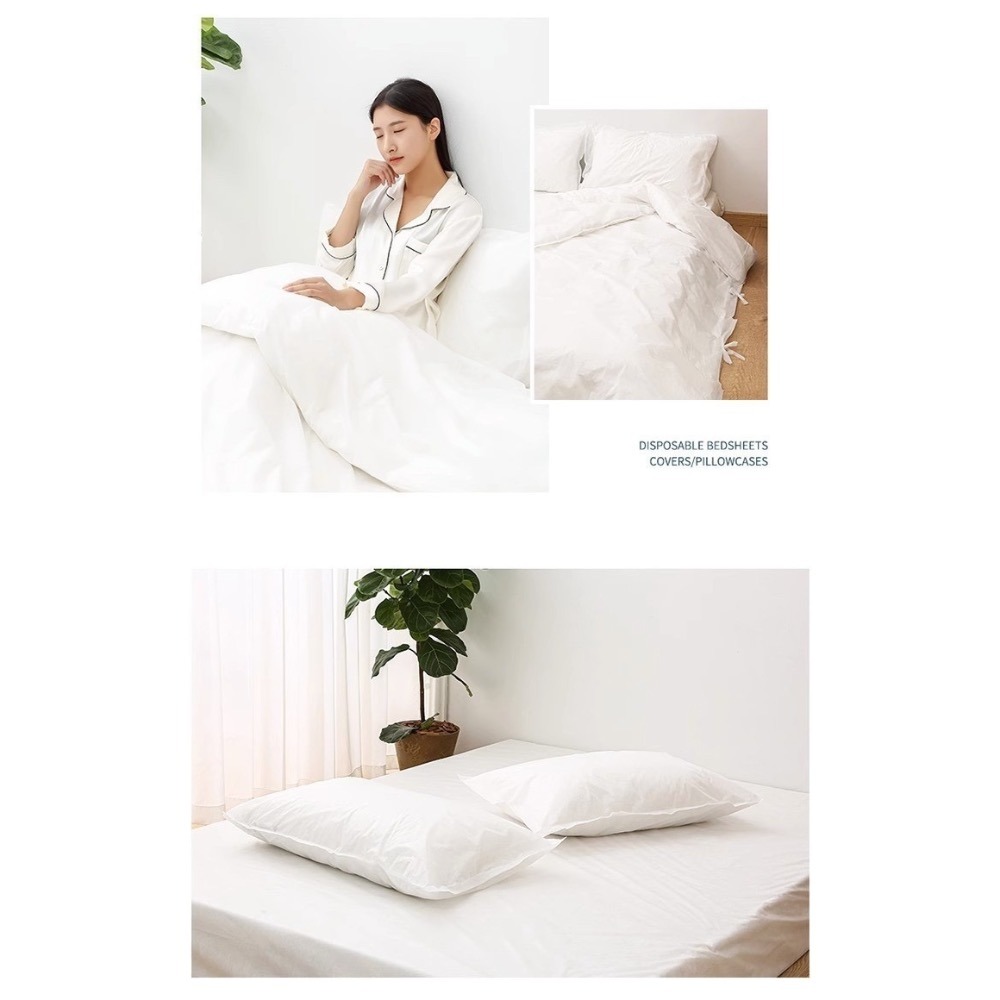 健康旅行 雙人加大 一次性 床單被套枕套4件組 單人一次性保潔墊四件組-細節圖10