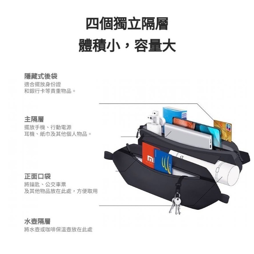 米家-小米多功能運動休閒胸包(黑色)/小米運動胸包/小米休閒胸包/背包/胸包/多功能運動休閒包-細節圖8