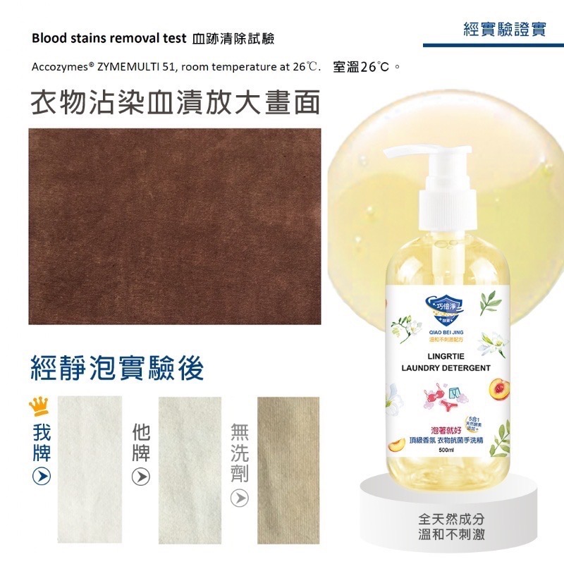 巧倍淨 泡著就好! 5合1天然酵素 頂級香氛衣物抗菌手洗精 500ml 內衣褲手洗精 全新版2.0薰衣草香調-細節圖3