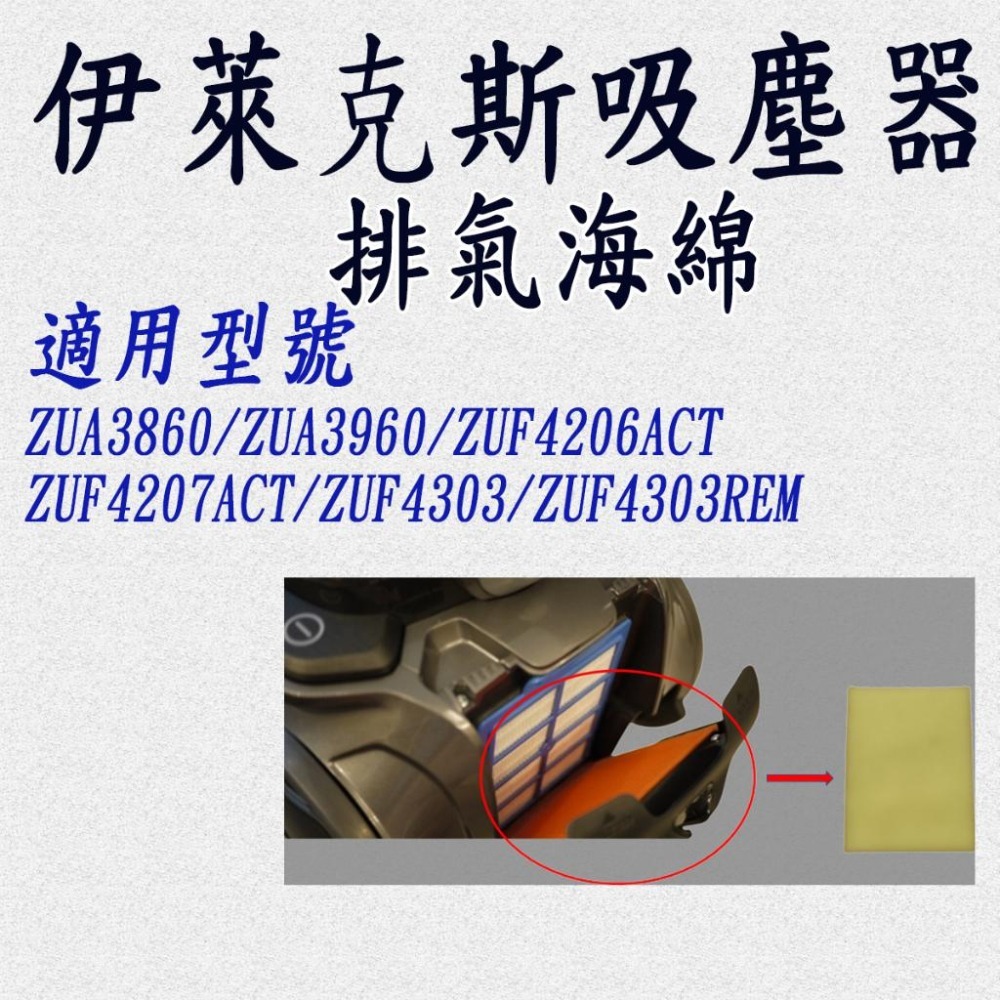 [歲末降價]伊萊克斯吸塵器 ZUA3860 ZUF4206ACT ZUF4207ACT ZUF4303 濾綿 排氣-細節圖2