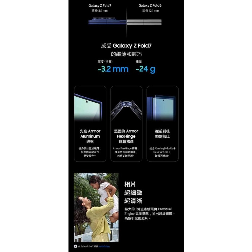 (空機自取價) 三星 Z Fold7 12G/256G 大尺寸 AI 摺疊旗艦 全新未拆封台灣公司貨 zfold6-細節圖2