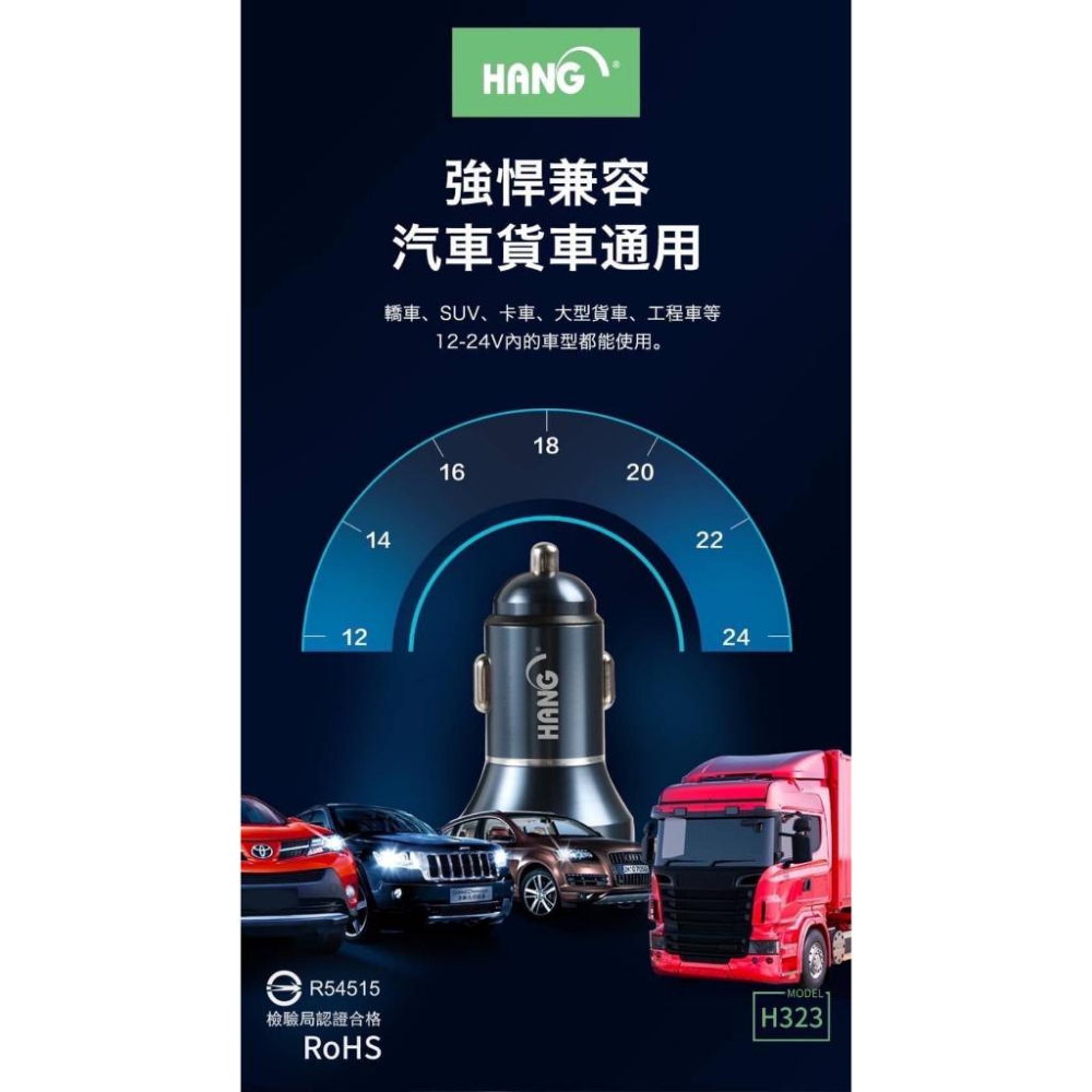 HANG車充 70W 12V 車充頭 車用旅充頭 雙孔快充 PD USB兼容-細節圖5
