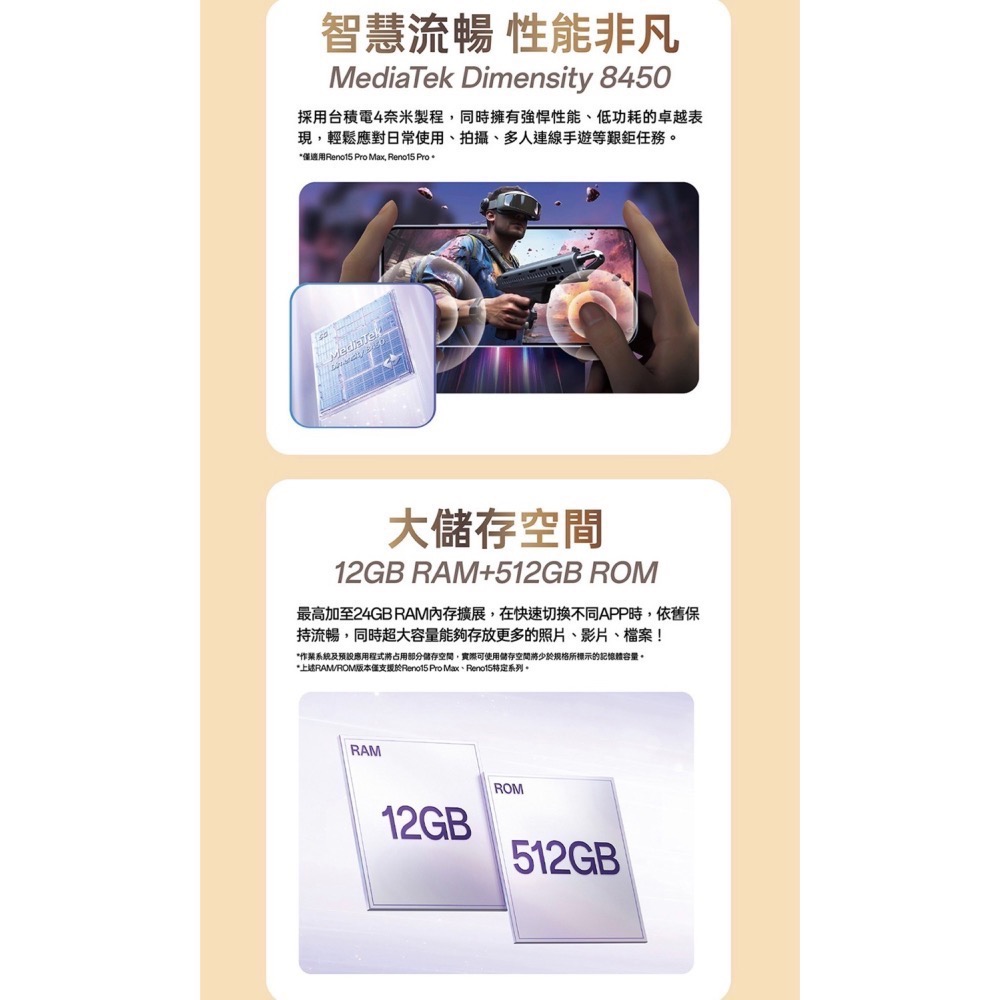 (空機自取價) OPPO Reno15 12/512G 全新未拆封台灣公司貨 Reno14-細節圖7
