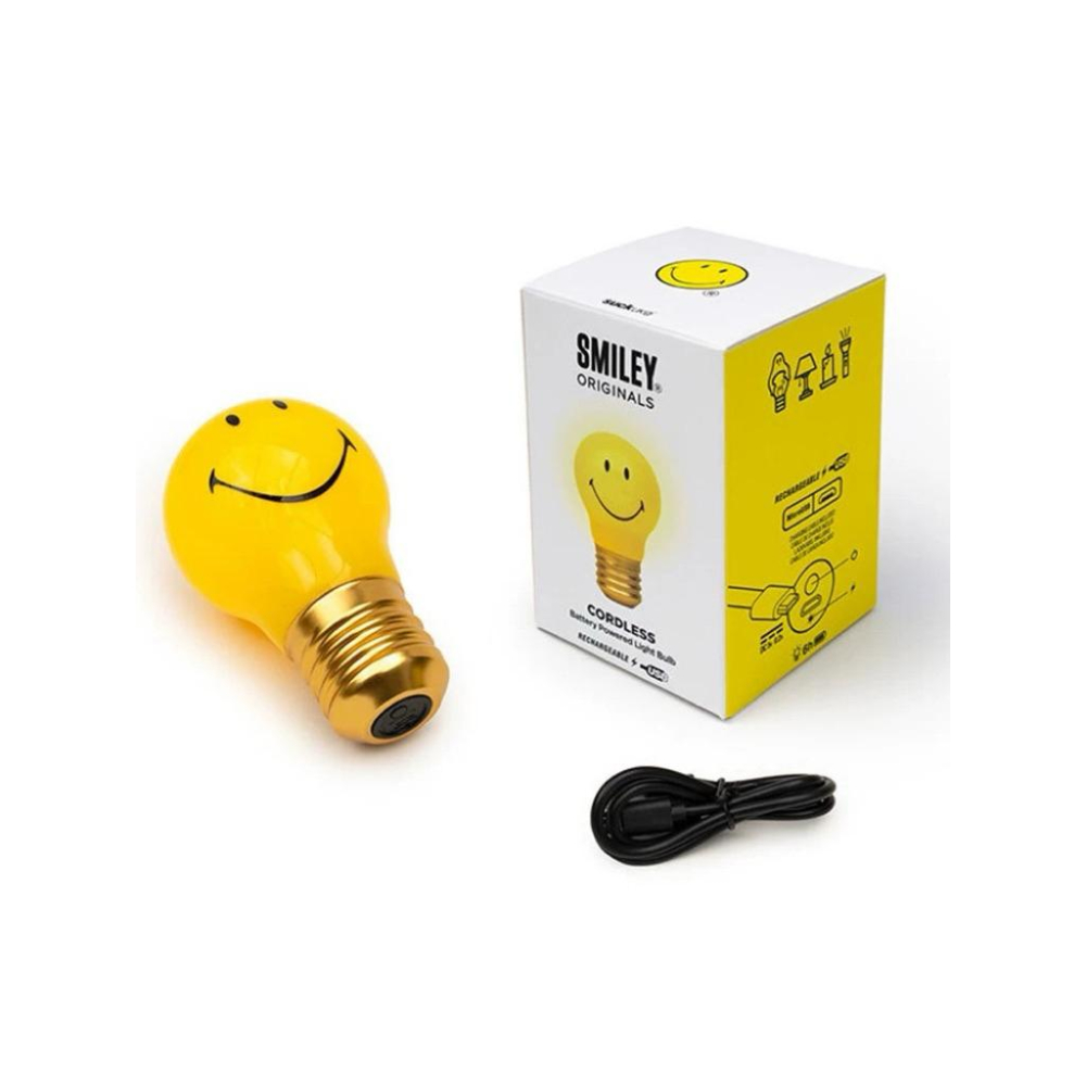 SUCK UK x Smiley 笑臉燈泡｜黃色可充電無線小夜燈｜英國設計師品牌 氛圍燈 禮物首選-細節圖4