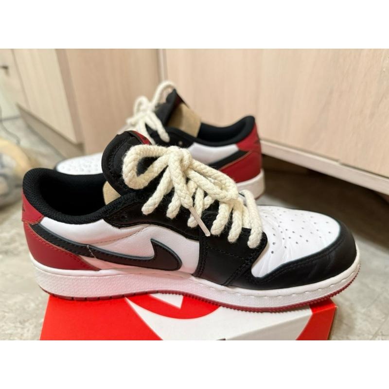 （二手） Jordan Air Jordan 1 皮革 黑腳趾 大童5.5y 24cm 9成新-細節圖2