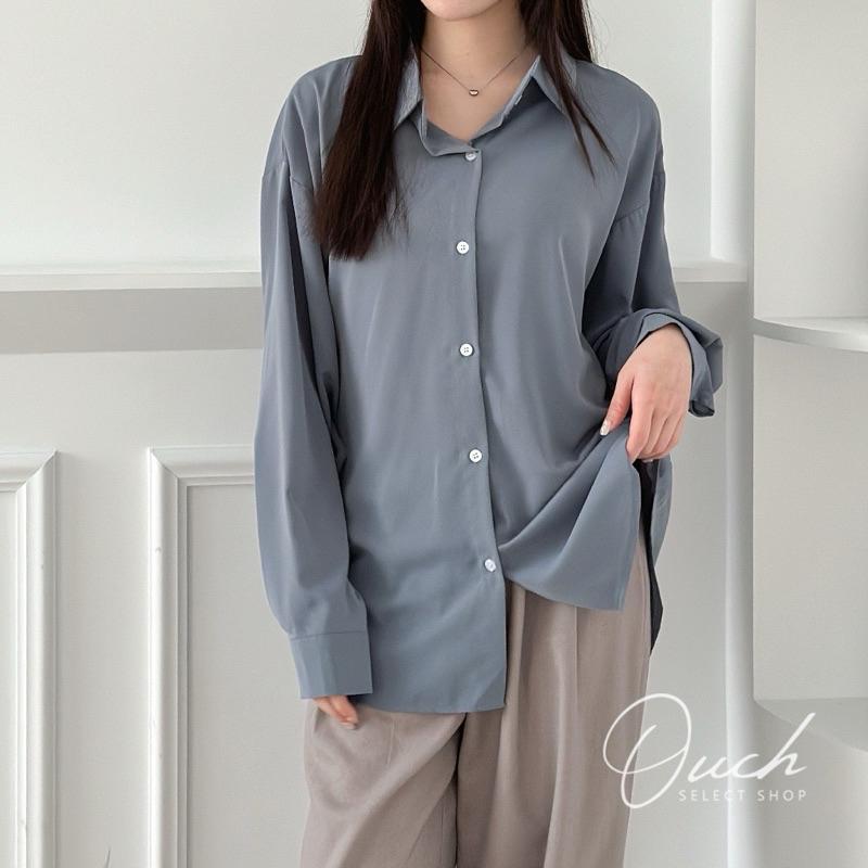 素色滑面襯衫 現貨 襯衫 襯衫女 女生襯衫 長袖襯衫-細節圖4