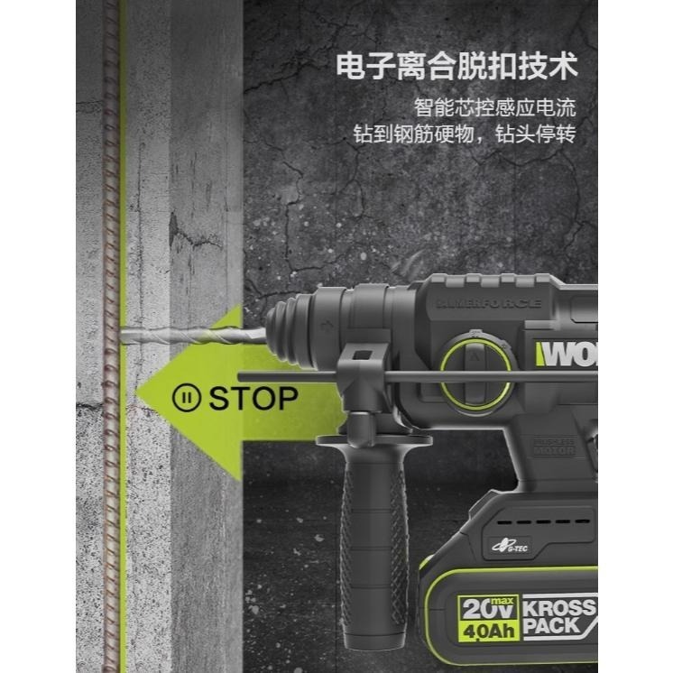 台北現貨 威克士 WORX WU387 鋰電無刷電錘 20V 可鑽瓷磚-細節圖6