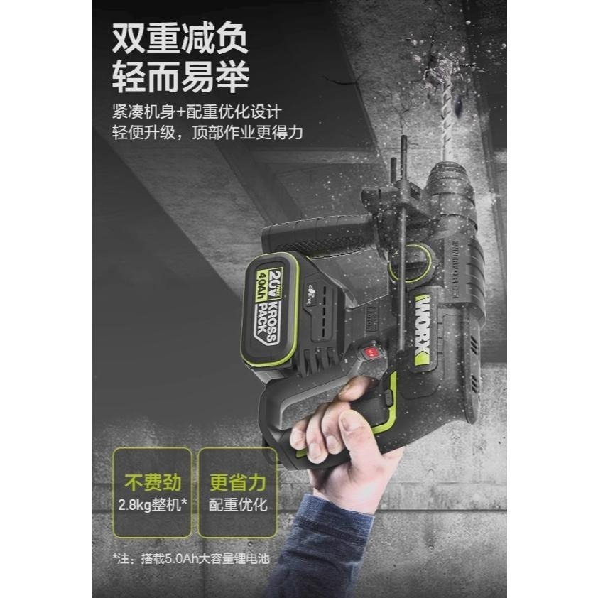 台北現貨 威克士 WORX WU387 鋰電無刷電錘 20V 可鑽瓷磚-細節圖8