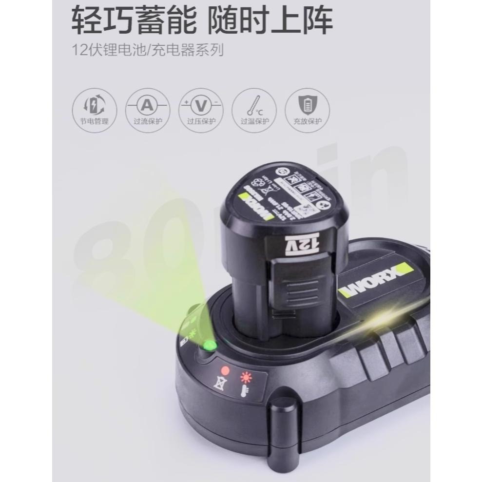 台北現貨 WORX 威克士 12V威克士電池 充電器  WA3506 WA3713 電池包 綠標 鋰電池-細節圖3