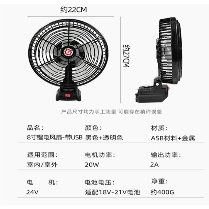 挑戰最低價⚡當日出貨 牧田 8吋電池無刷風扇 18V 20V 8吋風扇 戶外露營維修釣魚工地-細節圖7