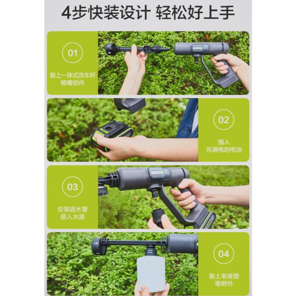 台北現貨 威克士 WORX WU623 鋰電高壓水槍 洗車機 高壓清洗組 電動工具-細節圖4