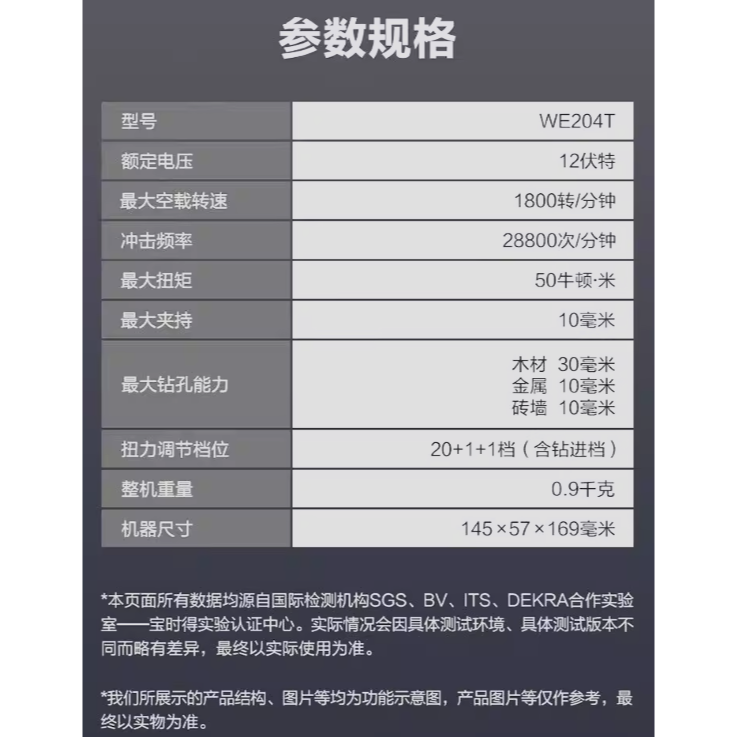 台北現貨 威克士 WE204T WORX 12V 無刷震動電鑽 衝擊鑽 夾頭電鑽-細節圖9