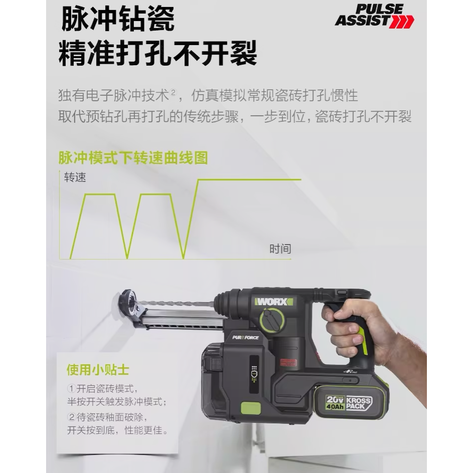 台北現貨 威克士 WORX WU384 WA1603 無刷集塵電錘 電鑽-細節圖7