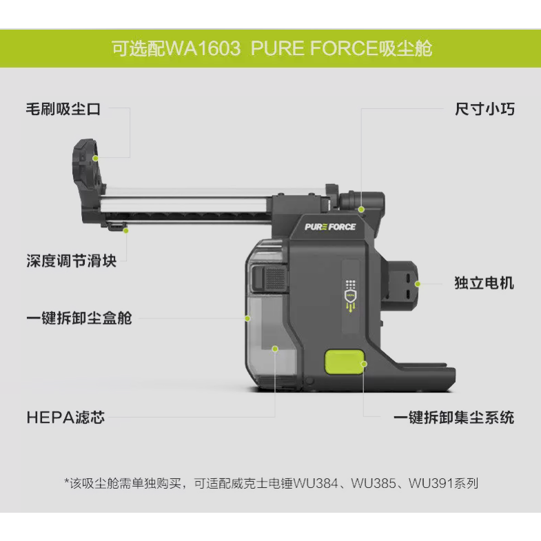 台北現貨 威克士 WU385 無刷集塵鎚鑽 WA1603 WORX 電鑽-細節圖9