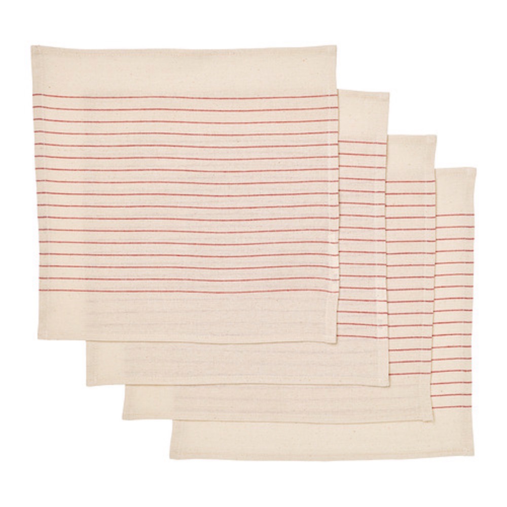 紅/自然色條紋餐巾 30x30公分 4件