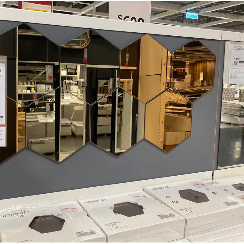 IKEA代購附發票 HÖNEFOSS 鏡子 鏡面貼 鏡子貼 六角玻璃鏡面 六邊形鏡子 18x21公分 10 件裝 六角鏡-細節圖2