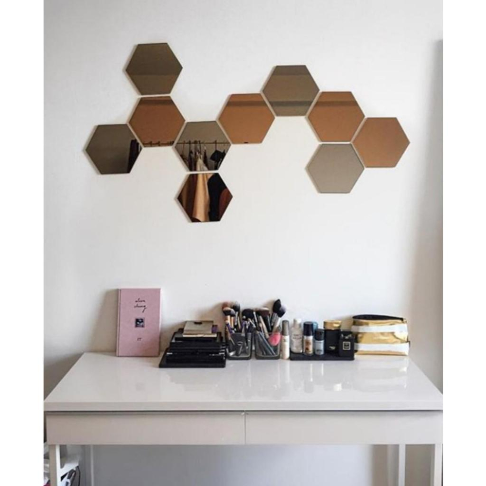 IKEA代購附發票 HÖNEFOSS 鏡子 鏡面貼 鏡子貼 六角玻璃鏡面 六邊形鏡子 18x21公分 10 件裝 六角鏡-細節圖3