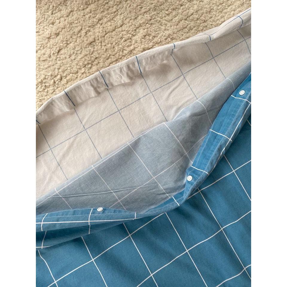 IKEA正品 雙色被套組 雙人被套組 涼感雙人 白色 藍色/方格 涼感被套-細節圖5