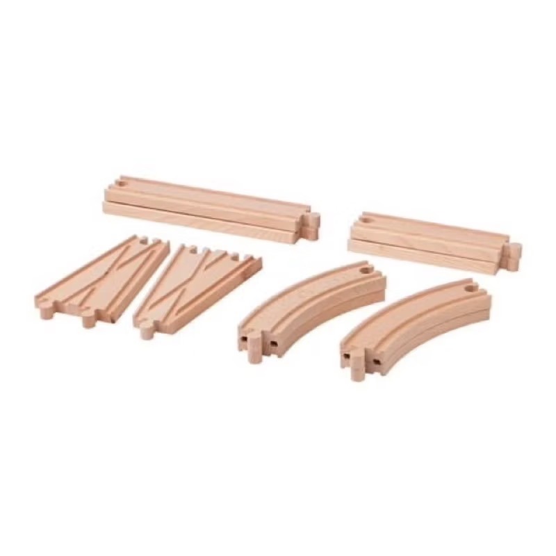 IkEA代購 LILLABO 木製火車軌道配件 車庫維修棚/轉車台/玩具起重機/木製火車軌道玩具 45件 電動火車-規格圖3