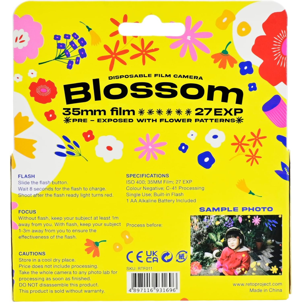 現貨馬上出 Retocolor Blossom 花系列 拋棄式 底片相機 27張 彩色底片 內建閃光燈 一次性 膠捲-細節圖2