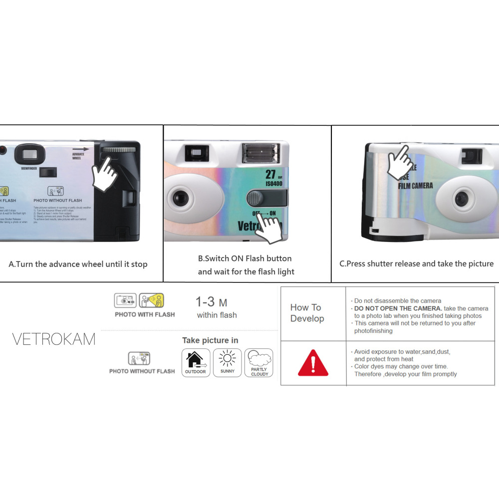 現貨馬上出 vetrokam NB400 一次性相機 27張 即可拍 傻瓜相機 底片相機 拋棄式相機 底片機 膠捲 膠卷-細節圖3
