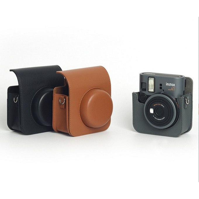 現貨馬上出 富士 FUJI Instax mini41 mini 41 相機包 附肩帶 復古包 透明殼 水晶殼 原廠皮套-細節圖6
