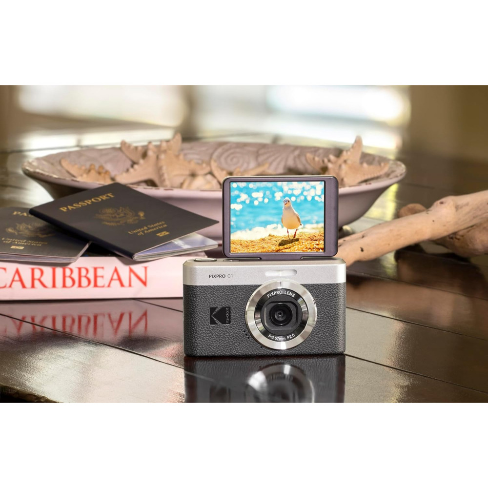 現貨馬上出 保固半年 柯達 Kodak PIXPRO C1 Camera C1 翻轉螢幕 數位相機 2.8吋LCD 黑色-細節圖2