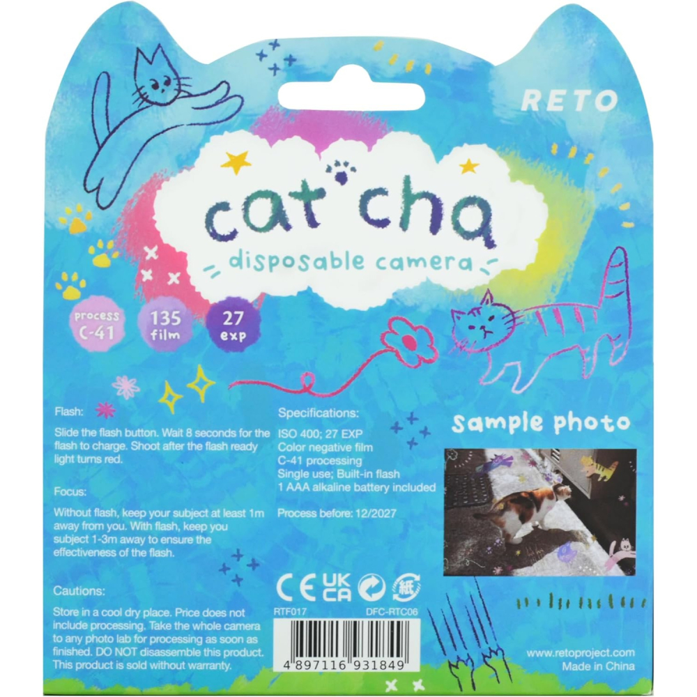 現貨馬上出 Retocolor Cat＇cha 一次性底片相機 拋棄式相機 底片相機 27張 ISO400 彩色負片-細節圖2