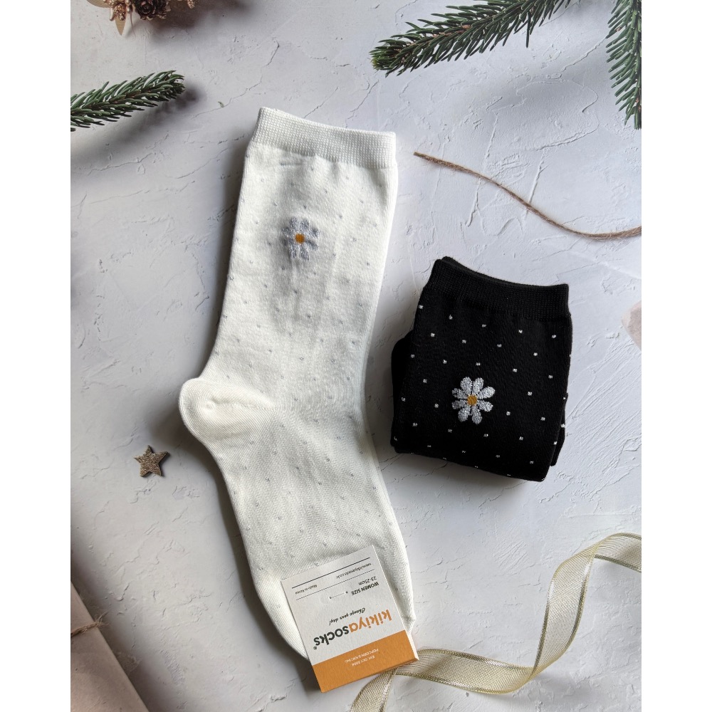 🇰🇷《現貨》韓國製閃耀雛菊系列中筒襪🧦-細節圖7