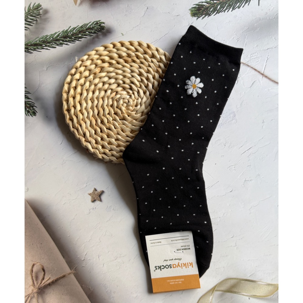 🇰🇷《現貨》韓國製閃耀雛菊系列中筒襪🧦-細節圖9