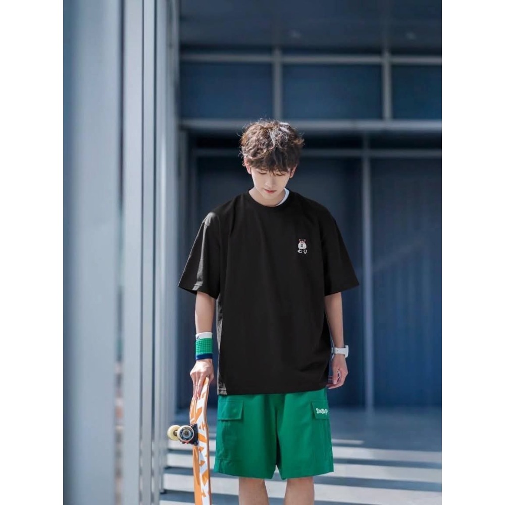 預購)🇰🇷韓 國 韓🇰🇷 SPAO × WOODIE 小熊刺繡短T男女同款兩件組-細節圖4